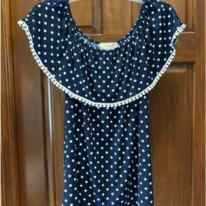 Diana Belle polka dot blue top. Large